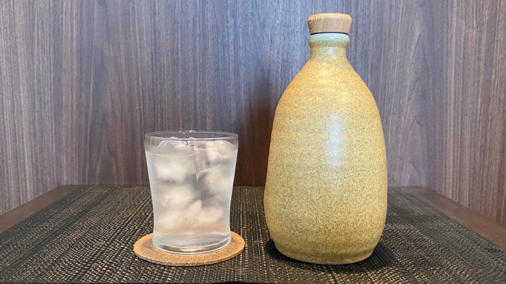 shochu bottle and glass