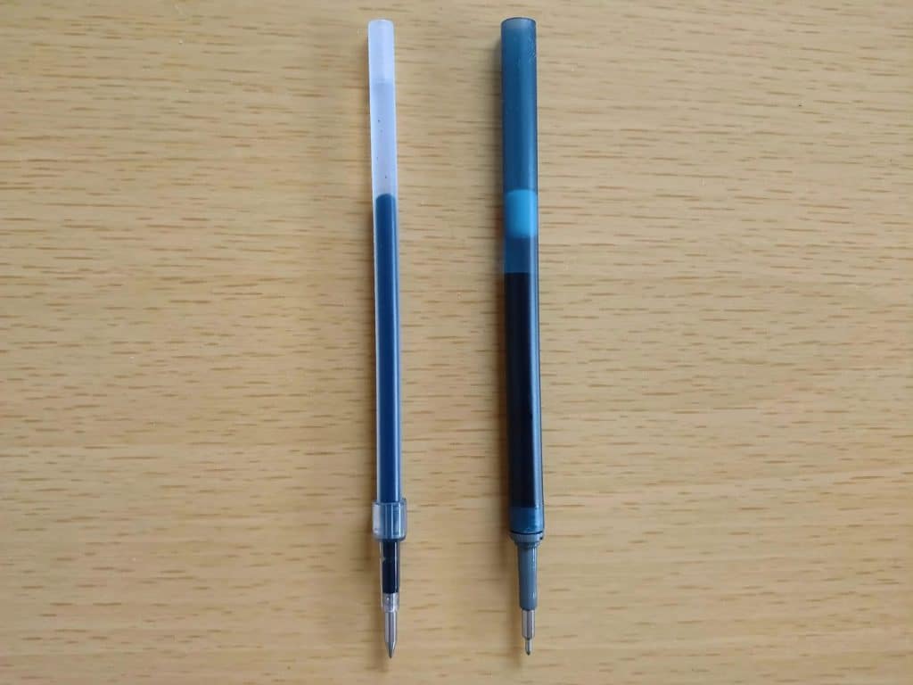 refill size comparison between pentel energel infree and jetstream pen
