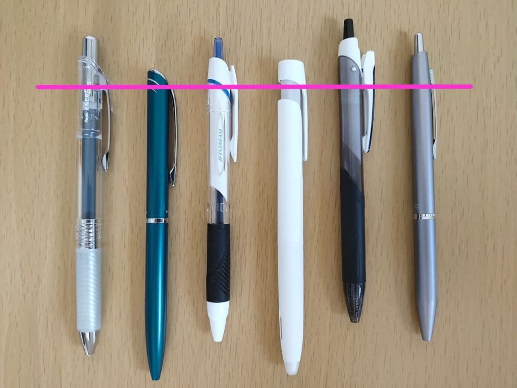 different pens' clips comparison